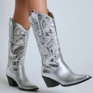 Silver cowboy boots